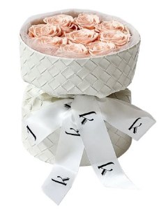 Picture of Leatherette Preserved Roses Bouquet Champagne 8.7"